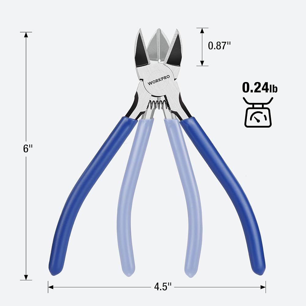 CHANNEL S CIpro サイズ6 WORKPRO 2 Pack Wire Cutters, 6 Inch Precision Flush Cutters